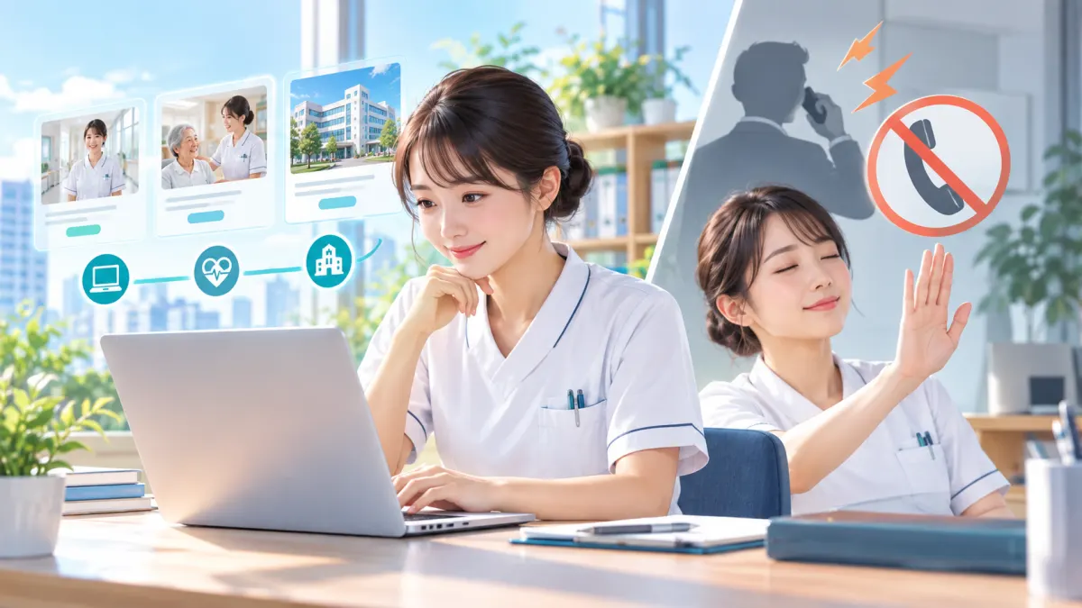 電話なしで使える看護師転職サイト【2026年】連絡を減らす方法も解説のイメージ