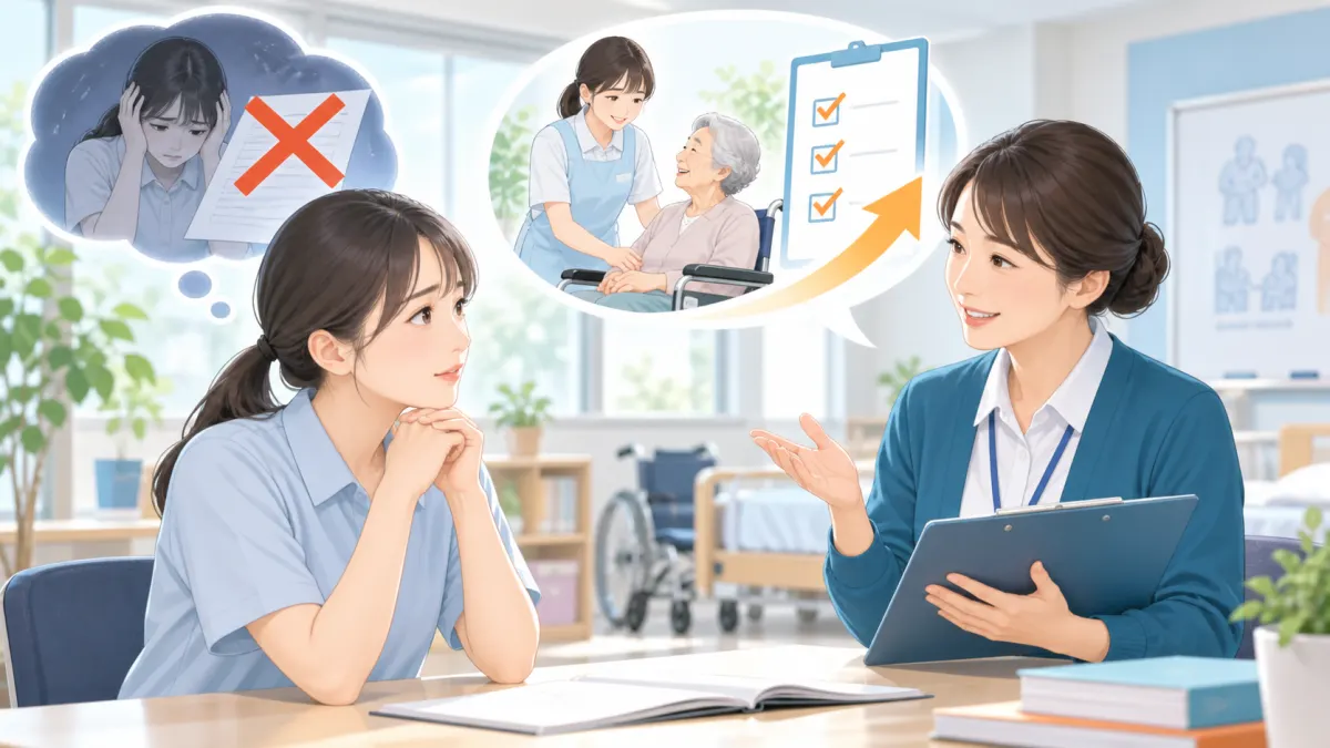 「未来ケアカレッジ 落ちた」は本当？修了評価のしくみのイメージ