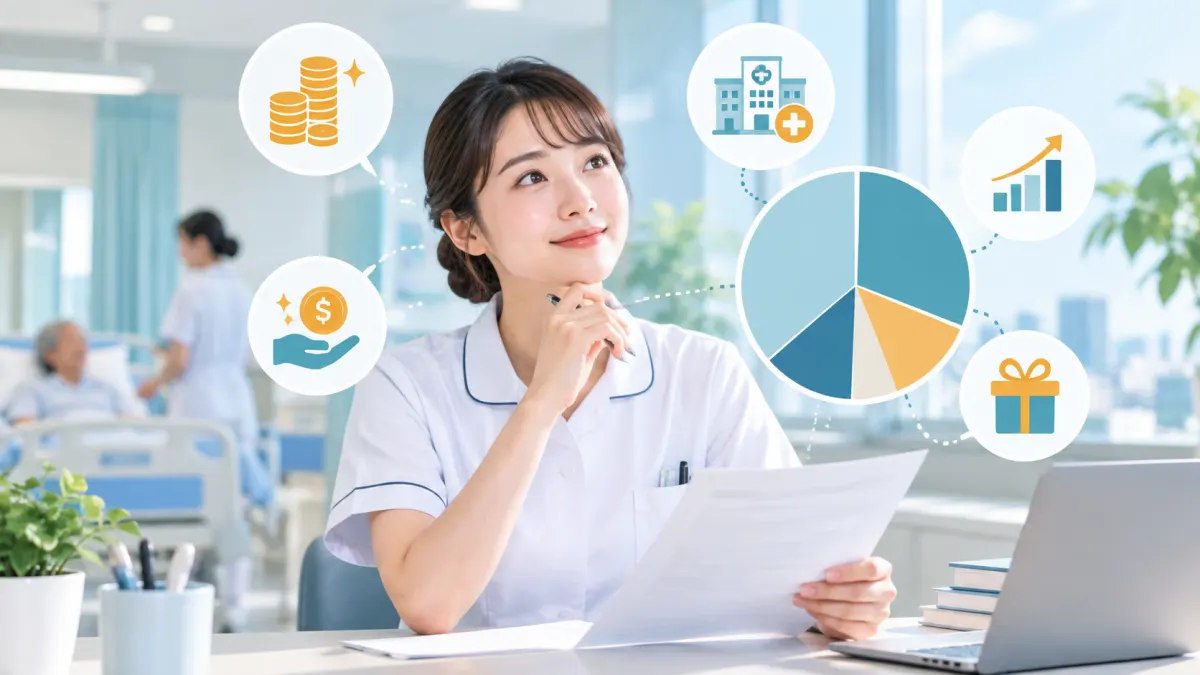 看護師の平均年収とその内訳のイメージ
