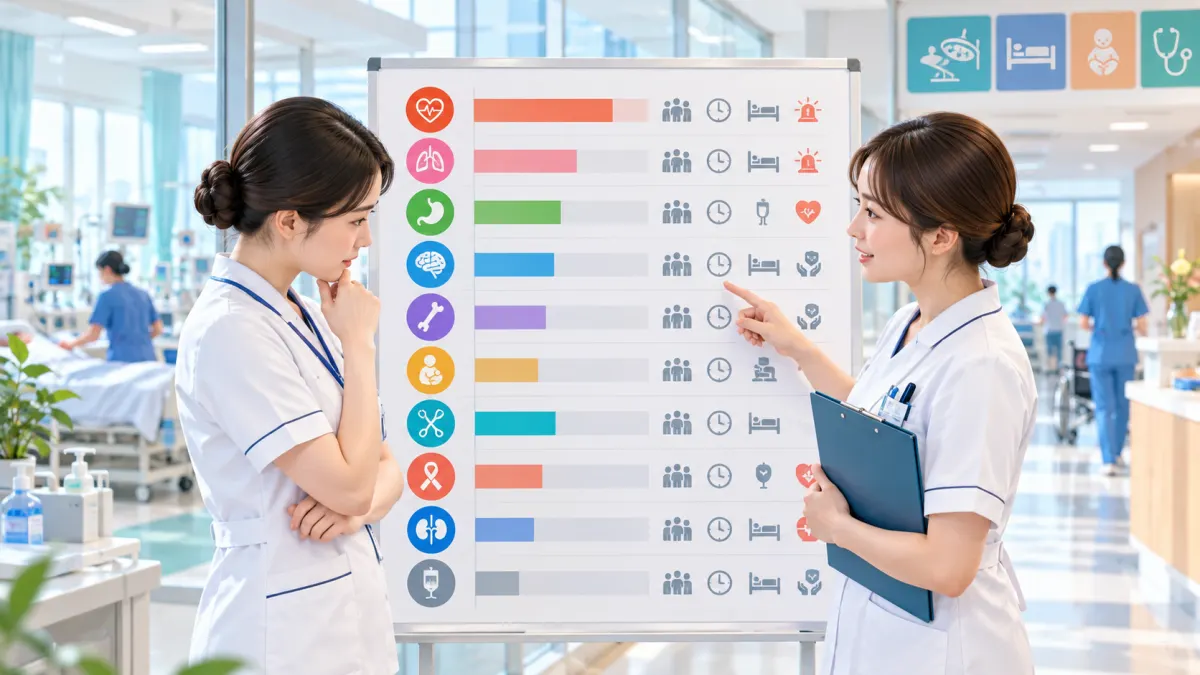 【早見表】看護師の大変な科ランキングTOP10のイメージ