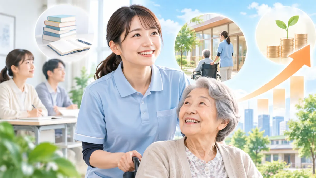 資格取得後の就職先と収入の変化のイメージ