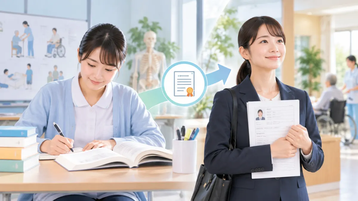 修了後の流れと履歴書の書き方のイメージ